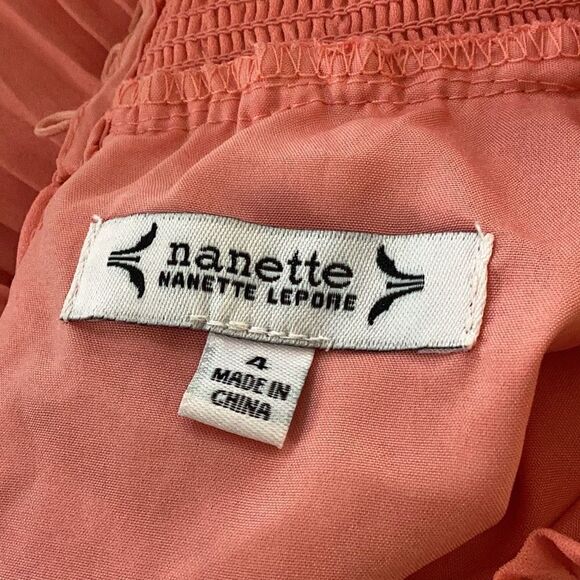 Nanette Lepore Mock Neck Pleated Jumpsuit Coral Women’s 4 - Picture 8 of 9